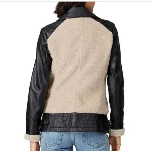 Slate & Willow Jacket Faux Sherpa Aviator Beige Black S - Picture 2 of 11